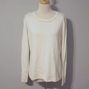 Vintage Nikki Medium Sweater Faux Pearl Around Neck
